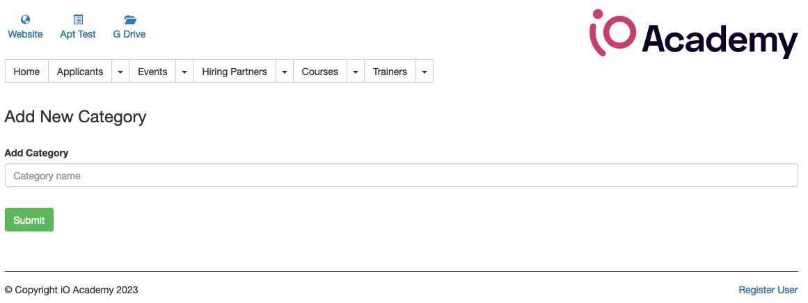 a form to add a category
