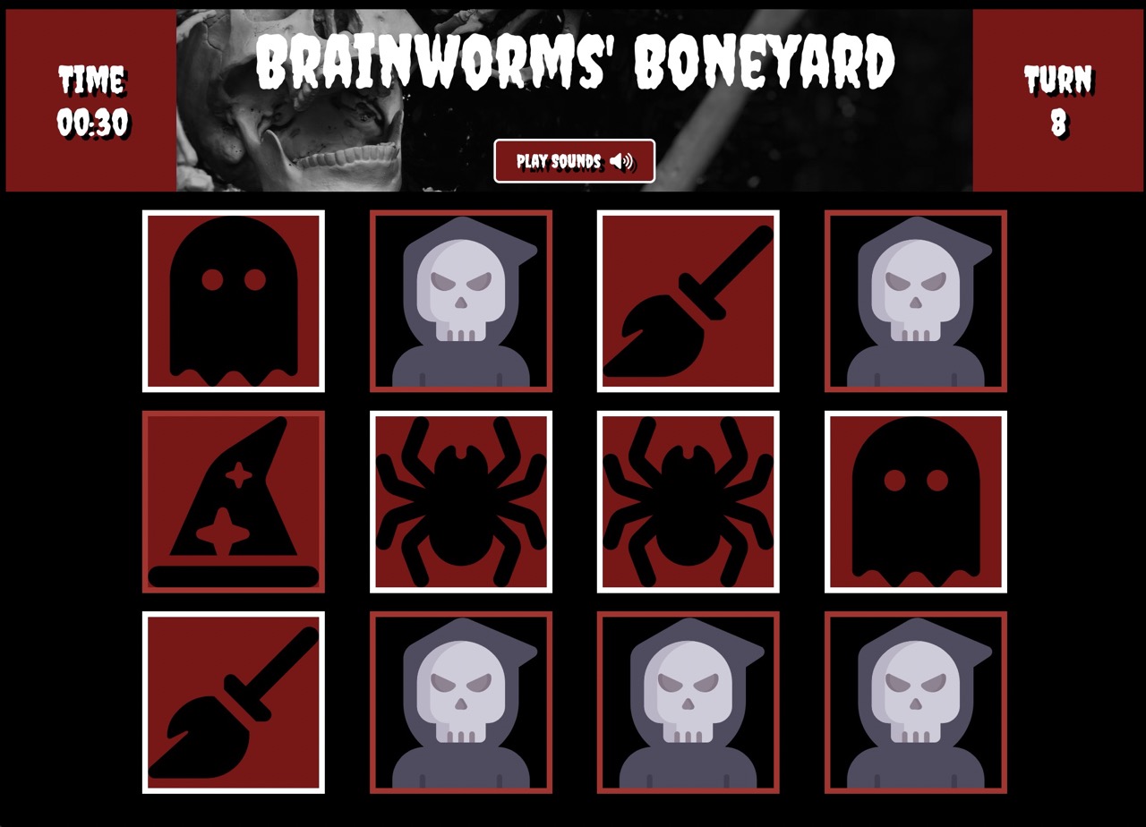 Screenshot of javascript match pairs game